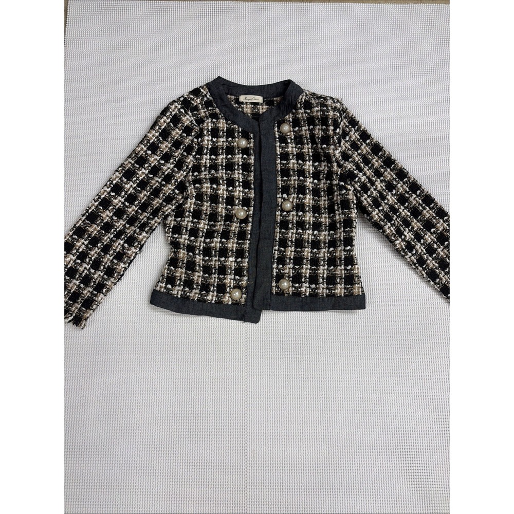 Morgan Claire Short Jacket Size Small(6) Black White Gold